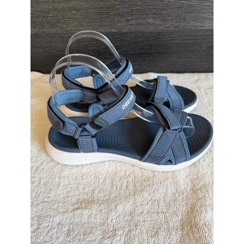 DREAM PAIRS Womrns Sport Sandals Blue Velkro Strap Cushioned Size 7.5